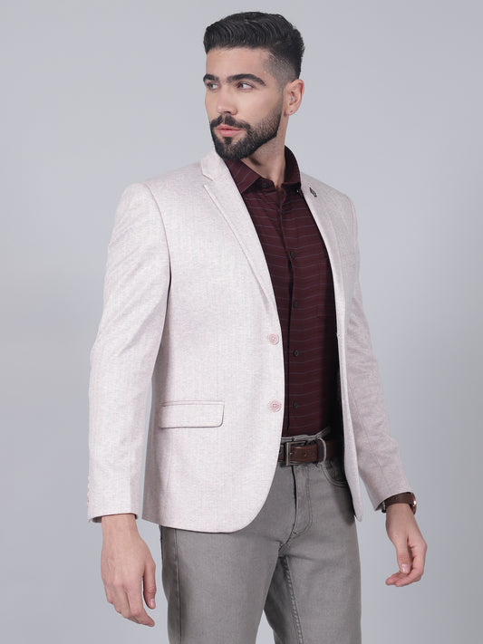 Pink Striped Casual Blazer for Men | Cantabil
