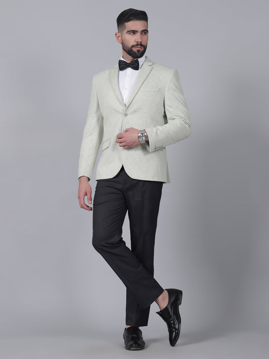 Green Checkered Casual Blazer for Men | Cantabil