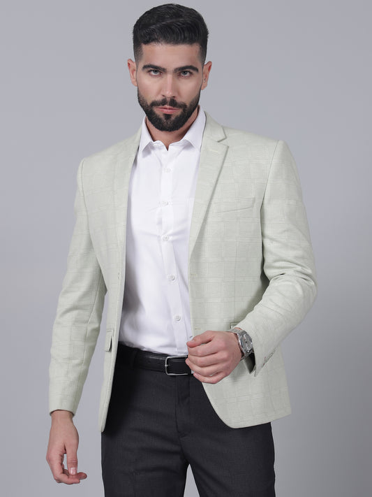 Green Checkered Casual Blazer for Men | Cantabil