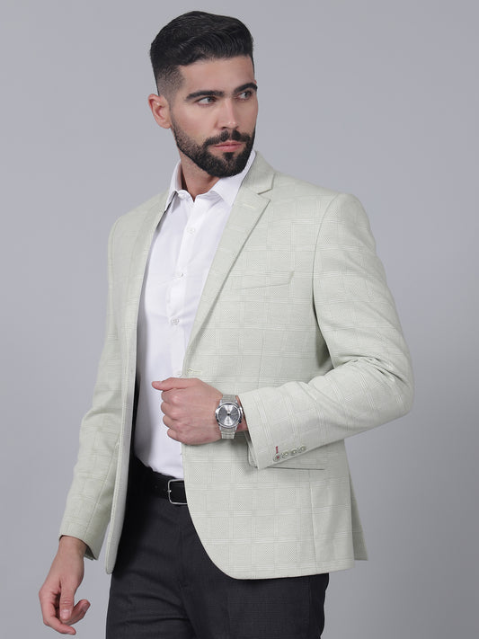 Green Checkered Casual Blazer for Men | Cantabil