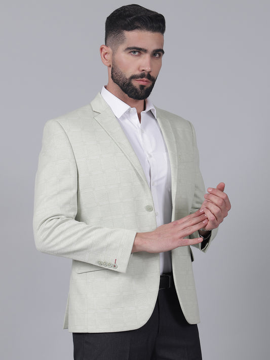 Green Checkered Casual Blazer for Men | Cantabil