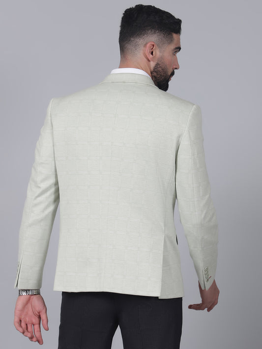 Green Checkered Casual Blazer for Men | Cantabil