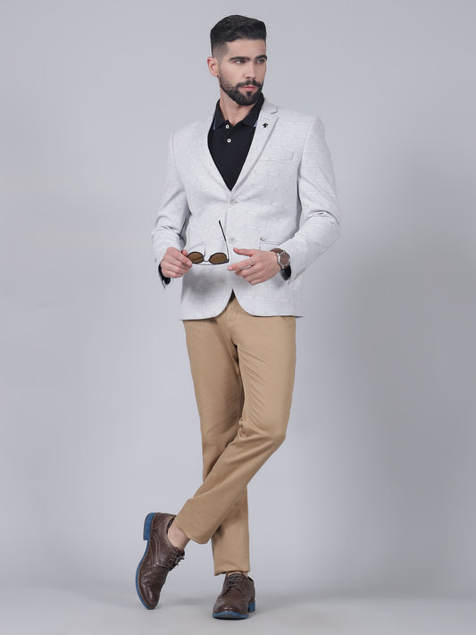 Men’s Grey Checkered Casual Blazer | Cantabil