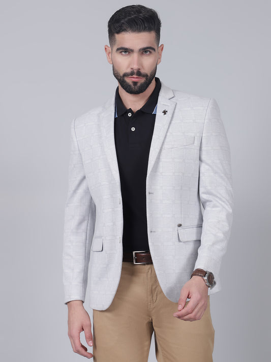 Men’s Grey Checkered Casual Blazer | Cantabil