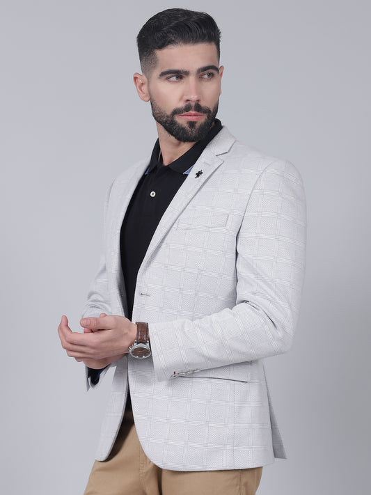 Men’s Grey Checkered Casual Blazer | Cantabil
