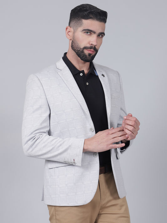 Men’s Grey Checkered Casual Blazer | Cantabil