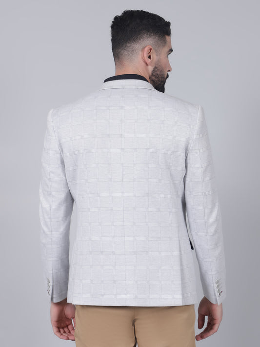 Men’s Grey Checkered Casual Blazer | Cantabil