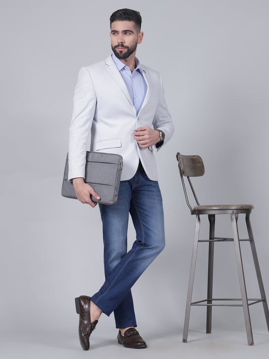Men’s Blue Self-Design Casual Blazer | Cantabil