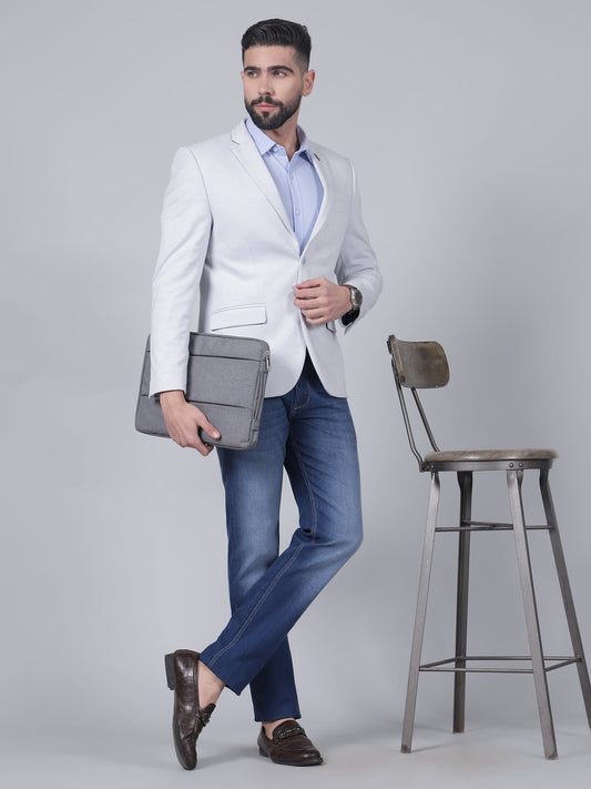 Men’s Blue Self-Design Casual Blazer | Cantabil