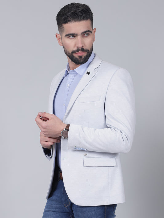 Men’s Blue Self-Design Casual Blazer | Cantabil