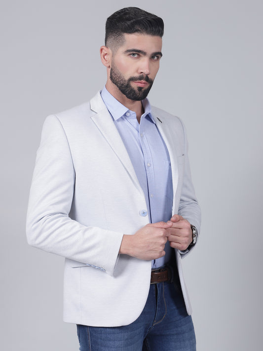 Men’s Blue Self-Design Casual Blazer | Cantabil
