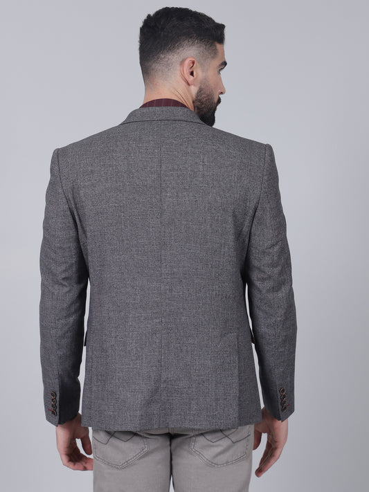 Grey Self-Design Casual Blazer for Men | Cantabil
