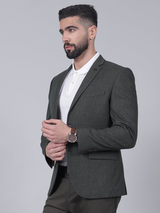 Blazer for Men | Premium Casual Blazer Slim Fit Notched Collar Terry Rayon Fabric Self Design Pattern