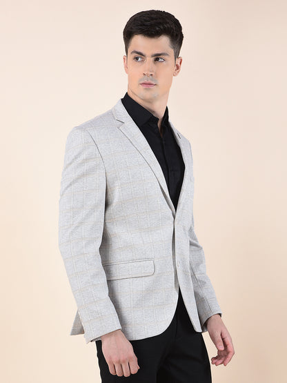 Blazer for Men | Premium Casual Blazer Slim Fit Notched Collar Terry Rayon Fabric Checkered Pattern