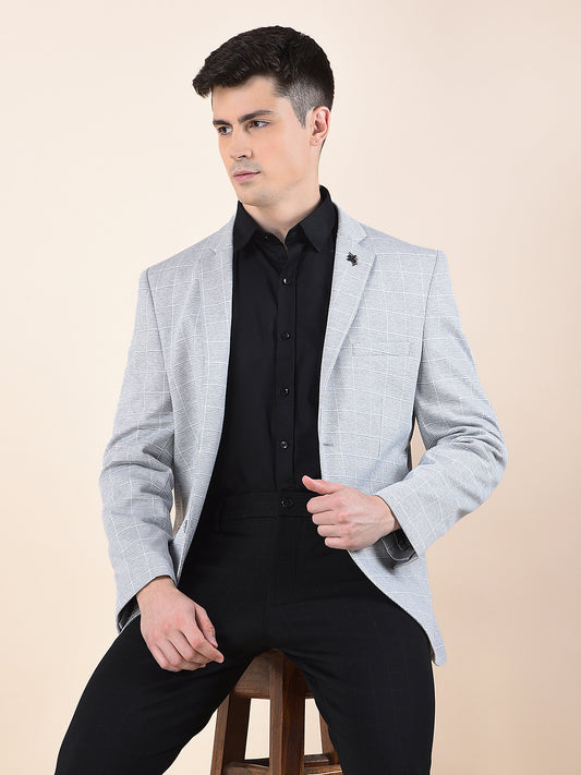 Blazer for Men | Premium Casual Blazer Slim Fit Notched Collar Terry Rayon Fabric Checkered Pattern