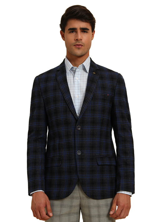 Blazer for Men | Premium Formal Blazer Slim Fit Notched Collar Terry Rayon Fabric Checkered Pattern