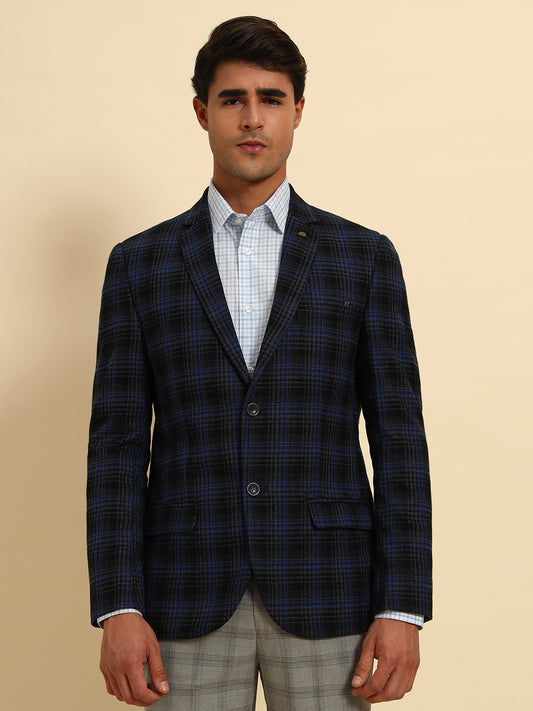 Blazer for Men | Premium Formal Blazer Slim Fit Notched Collar Terry Rayon Fabric Checkered Pattern