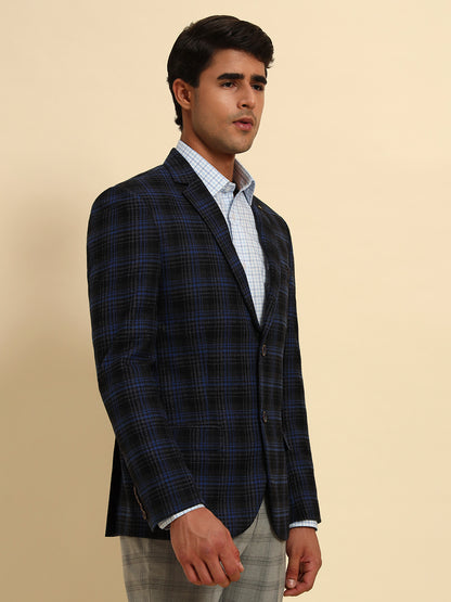 Blazer for Men | Premium Formal Blazer Slim Fit Notched Collar Terry Rayon Fabric Checkered Pattern