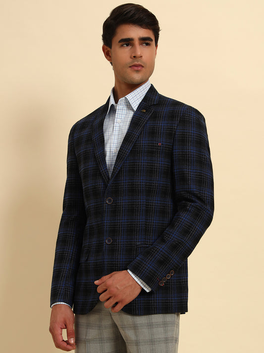 Blazer for Men | Premium Formal Blazer Slim Fit Notched Collar Terry Rayon Fabric Checkered Pattern
