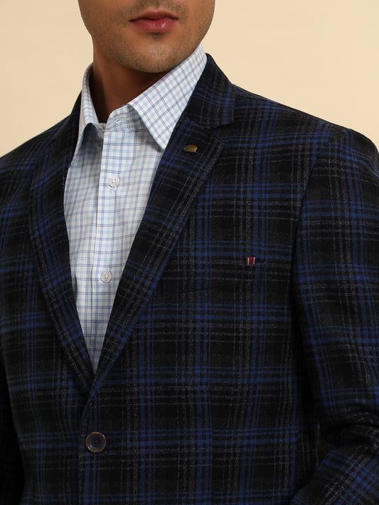 Blazer for Men | Premium Formal Blazer Slim Fit Notched Collar Terry Rayon Fabric Checkered Pattern