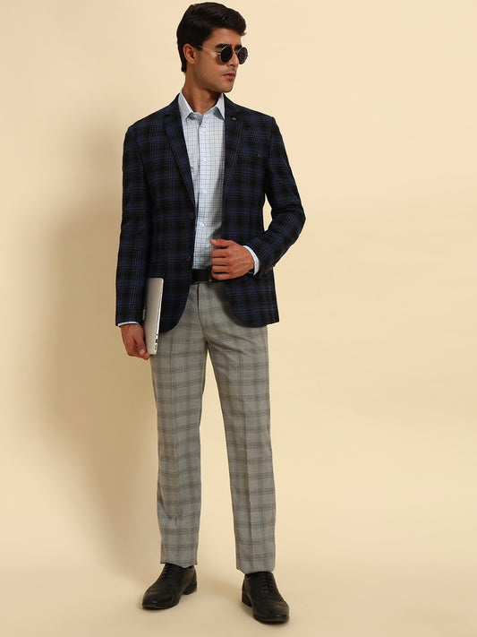 Blazer for Men | Premium Formal Blazer Slim Fit Notched Collar Terry Rayon Fabric Checkered Pattern