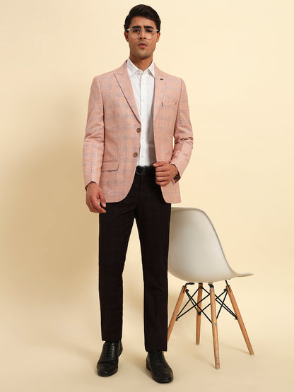 Blazer for Men | Premium Formal Blazer Slim Fit Notched Collar Poly Viscose Fabric Checkered Pattern