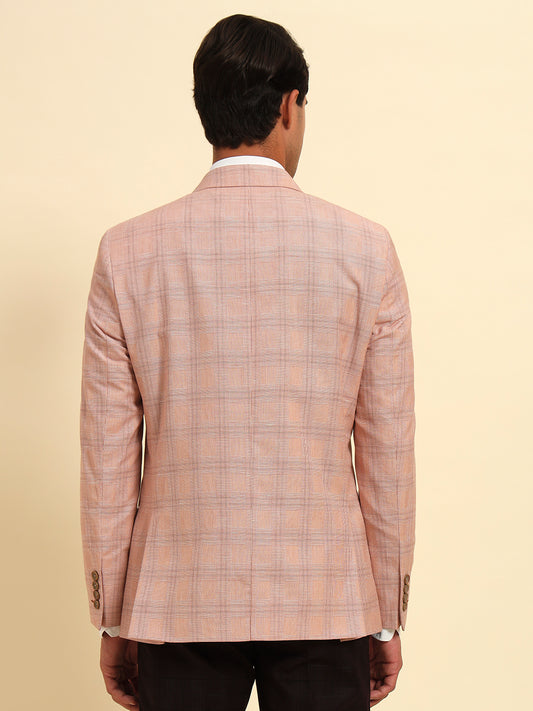 Blazer for Men | Premium Formal Blazer Slim Fit Notched Collar Poly Viscose Fabric Checkered Pattern