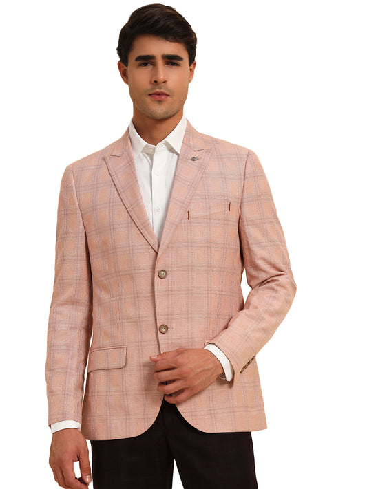 Blazer for Men | Premium Formal Blazer Slim Fit Notched Collar Poly Viscose Fabric Checkered Pattern
