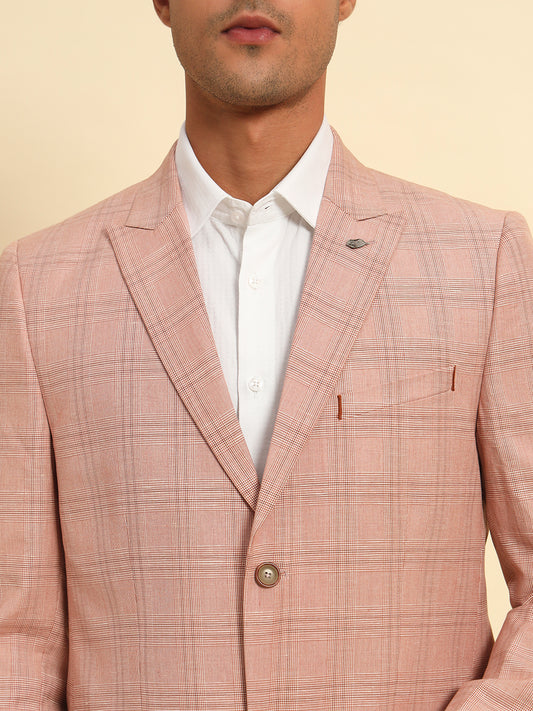 Blazer for Men | Premium Formal Blazer Slim Fit Notched Collar Poly Viscose Fabric Checkered Pattern