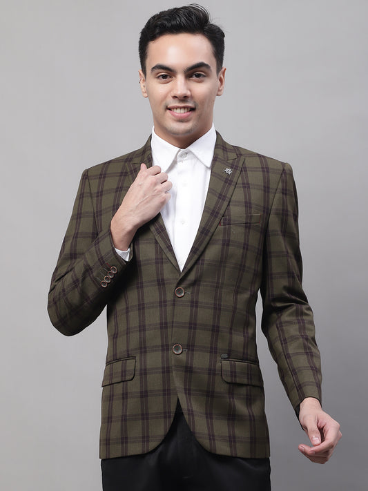 Blazer for Men | Premium Formal Blazer Slim Fit Notched Collar Poly Viscose Fabric Checkered Pattern
