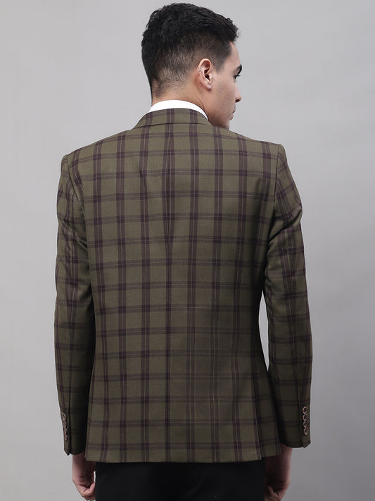 Blazer for Men | Premium Formal Blazer Slim Fit Notched Collar Poly Viscose Fabric Checkered Pattern