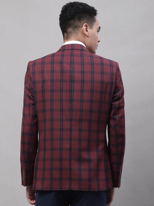 Blazer for Men | Premium Formal Blazer Slim Fit Notched Collar Poly Viscose Fabric Checkered Pattern
