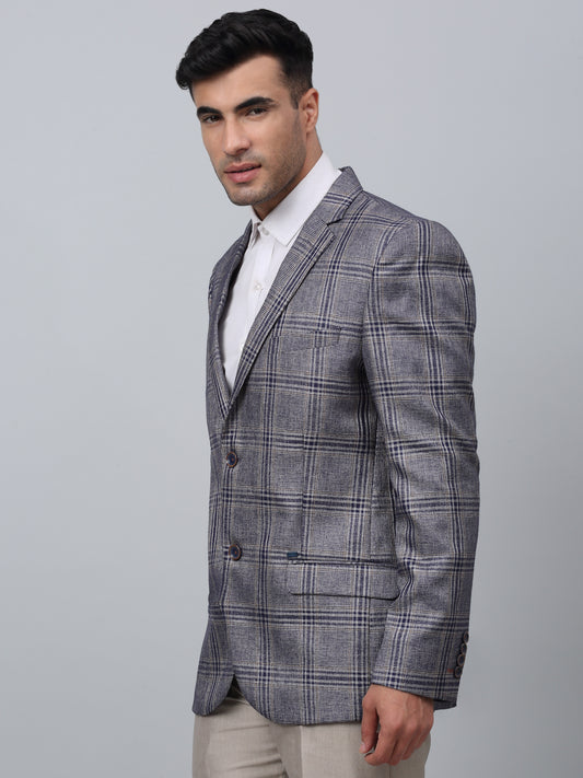 Blazer for Men | Premium Formal Blazer Slim Fit Notched Collar Poly Viscose Fabric Checkered Pattern