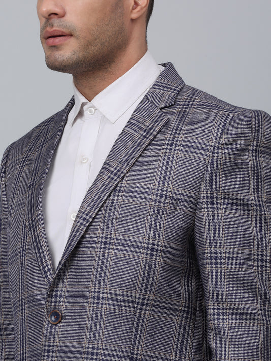 Blazer for Men | Premium Formal Blazer Slim Fit Notched Collar Poly Viscose Fabric Checkered Pattern