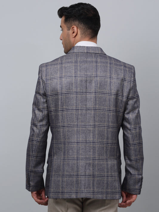 Blazer for Men | Premium Formal Blazer Slim Fit Notched Collar Poly Viscose Fabric Checkered Pattern