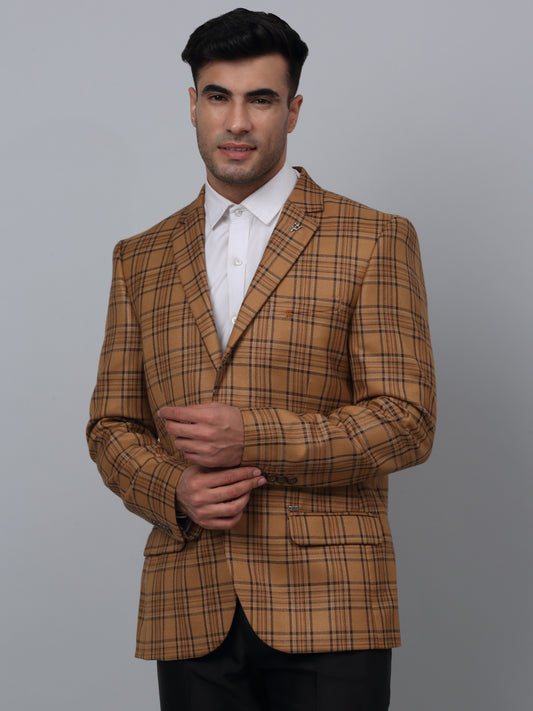 Blazer for Men | Premium Formal Blazer Slim Fit Notched Collar Poly Viscose Fabric Checkered Pattern