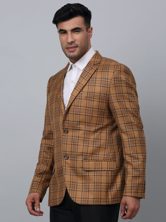 Blazer for Men | Premium Formal Blazer Slim Fit Notched Collar Poly Viscose Fabric Checkered Pattern