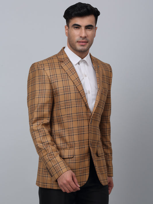 Blazer for Men | Premium Formal Blazer Slim Fit Notched Collar Poly Viscose Fabric Checkered Pattern