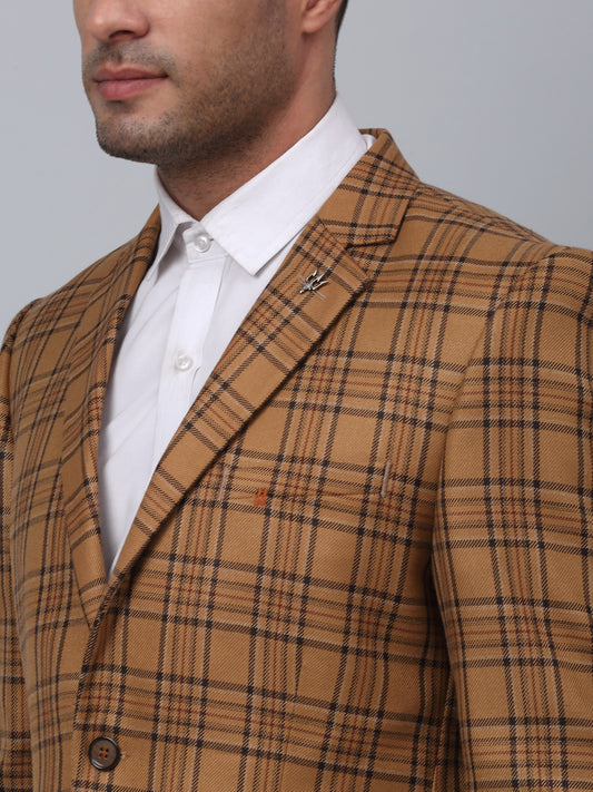 Blazer for Men | Premium Formal Blazer Slim Fit Notched Collar Poly Viscose Fabric Checkered Pattern