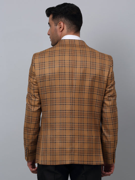 Blazer for Men | Premium Formal Blazer Slim Fit Notched Collar Poly Viscose Fabric Checkered Pattern