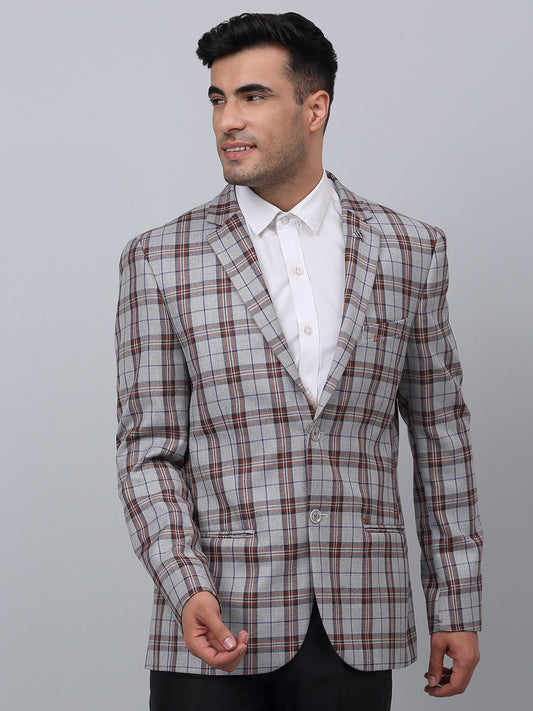 Blazer for Men | Premium Formal Blazer Slim Fit Notched Collar Poly Viscose Fabric Checkered Pattern