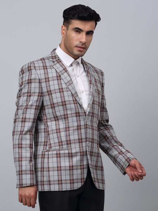 Blazer for Men | Premium Formal Blazer Slim Fit Notched Collar Poly Viscose Fabric Checkered Pattern
