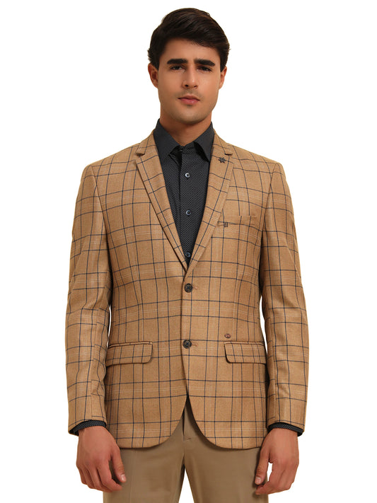 Blazer for Men | Premium Formal Blazer Slim Fit Notched Collar Poly Viscose Fabric Checkered Pattern
