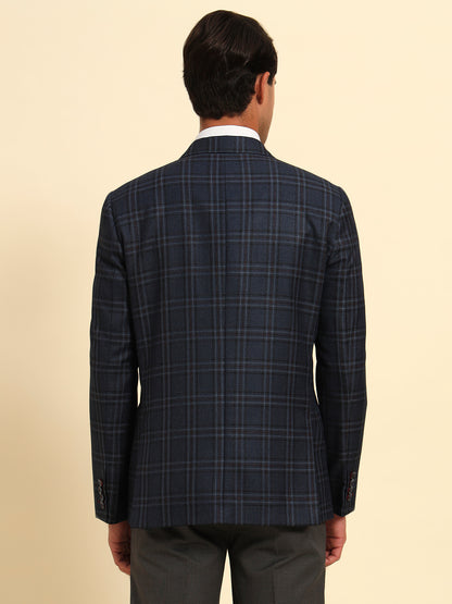 Blazer for Men | Premium Formal Blazer Slim Fit Notched Collar Poly Viscose Fabric Checkered Pattern