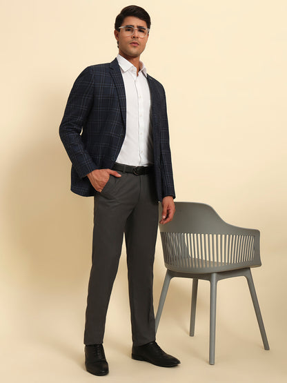 Blazer for Men | Premium Formal Blazer Slim Fit Notched Collar Poly Viscose Fabric Checkered Pattern