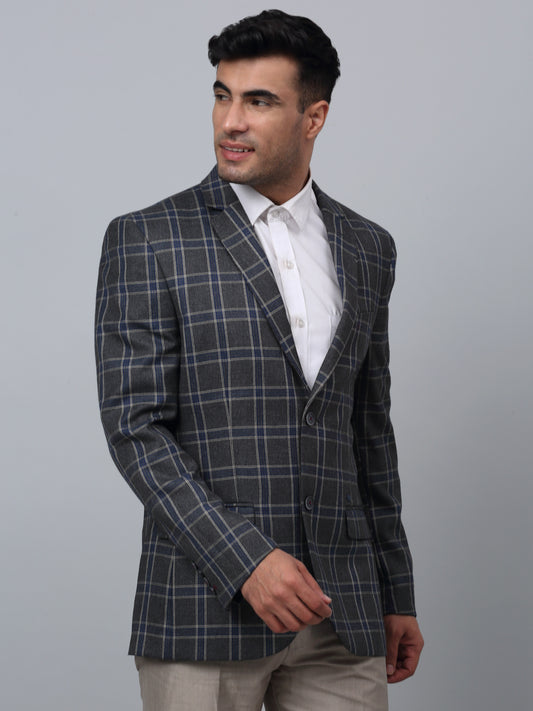Blazer for Men | Premium Formal Blazer Slim Fit Notched Collar Poly Viscose Fabric Checkered Pattern