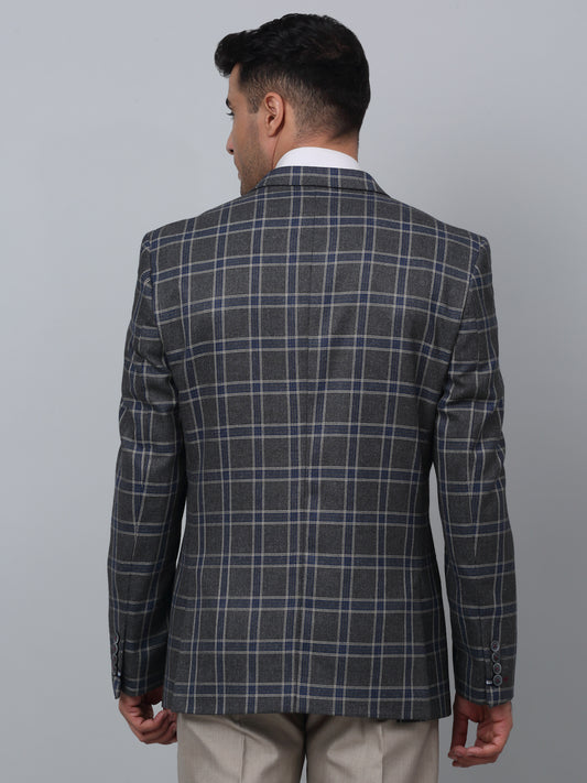 Blazer for Men | Premium Formal Blazer Slim Fit Notched Collar Poly Viscose Fabric Checkered Pattern