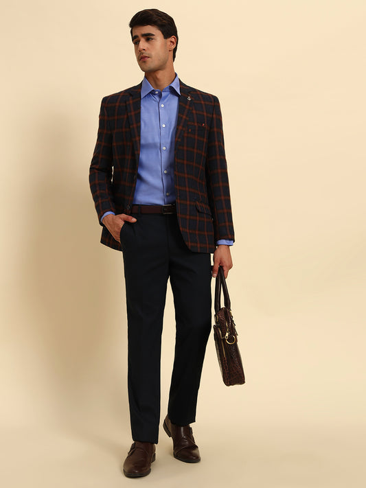 Blazer for Men | Premium Formal Blazer Slim Fit Notched Collar Tweed Fabric Checkered Pattern