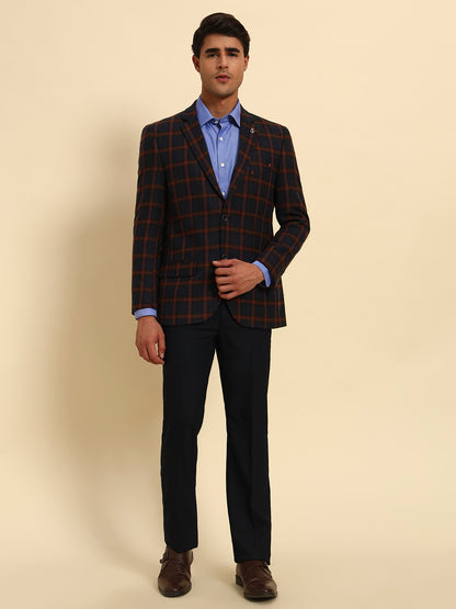 Blazer for Men | Premium Formal Blazer Slim Fit Notched Collar Tweed Fabric Checkered Pattern
