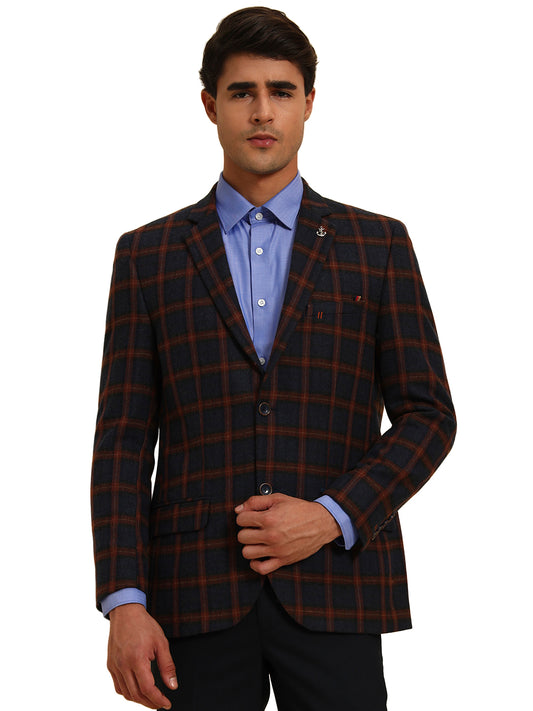 Blazer for Men | Premium Formal Blazer Slim Fit Notched Collar Tweed Fabric Checkered Pattern